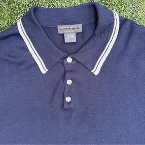 Eddie Bauer Mens Knit Polo Sweater Shirt 100% Cotton lightweight Vintage Retro L